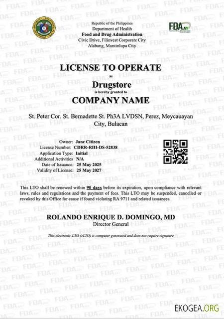 Licence des Philippines pour exploiter un modèle Word et PDF